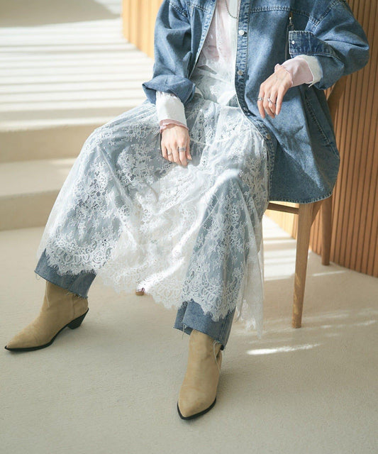 【2026SS】鬍鬚蕾絲層疊半身裙