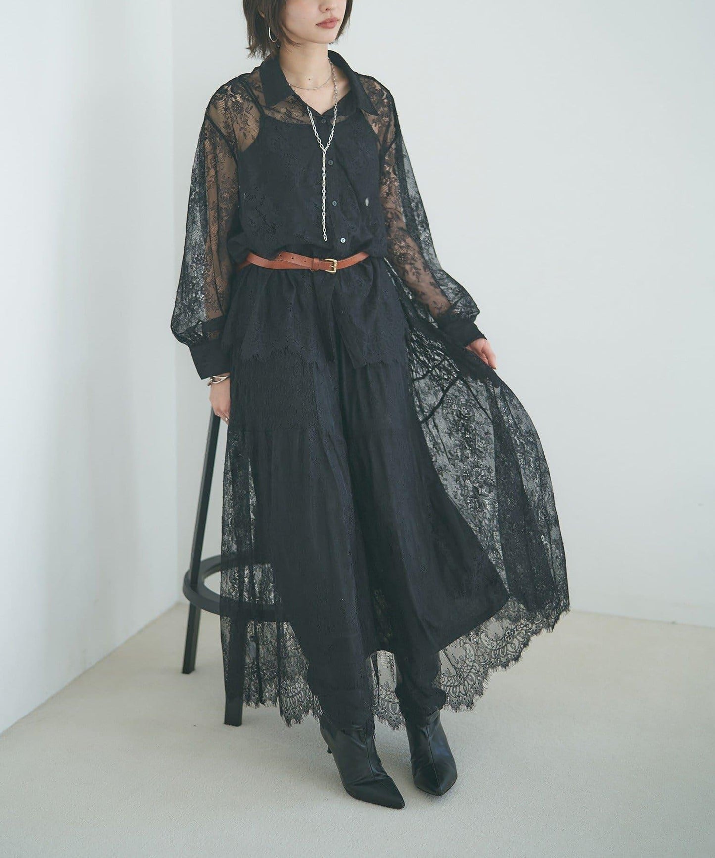 【2026SS】鬍鬚蕾絲層疊半身裙