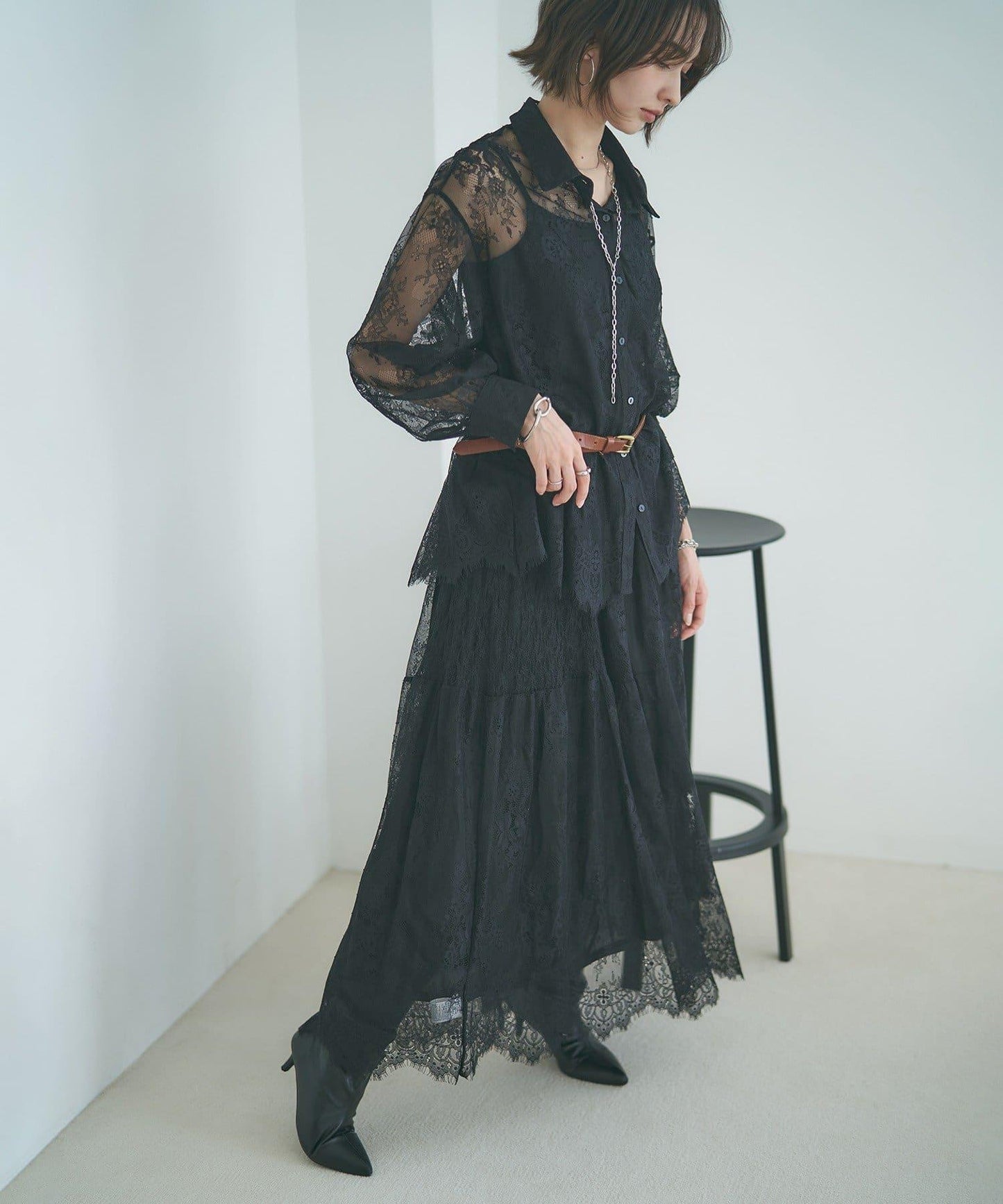 【2026SS】鬍鬚蕾絲層疊半身裙