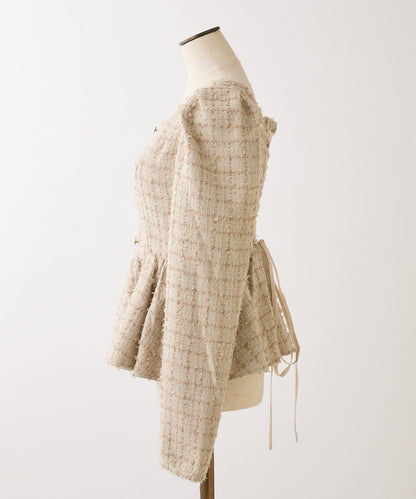 背部繫帶荷葉邊上衣