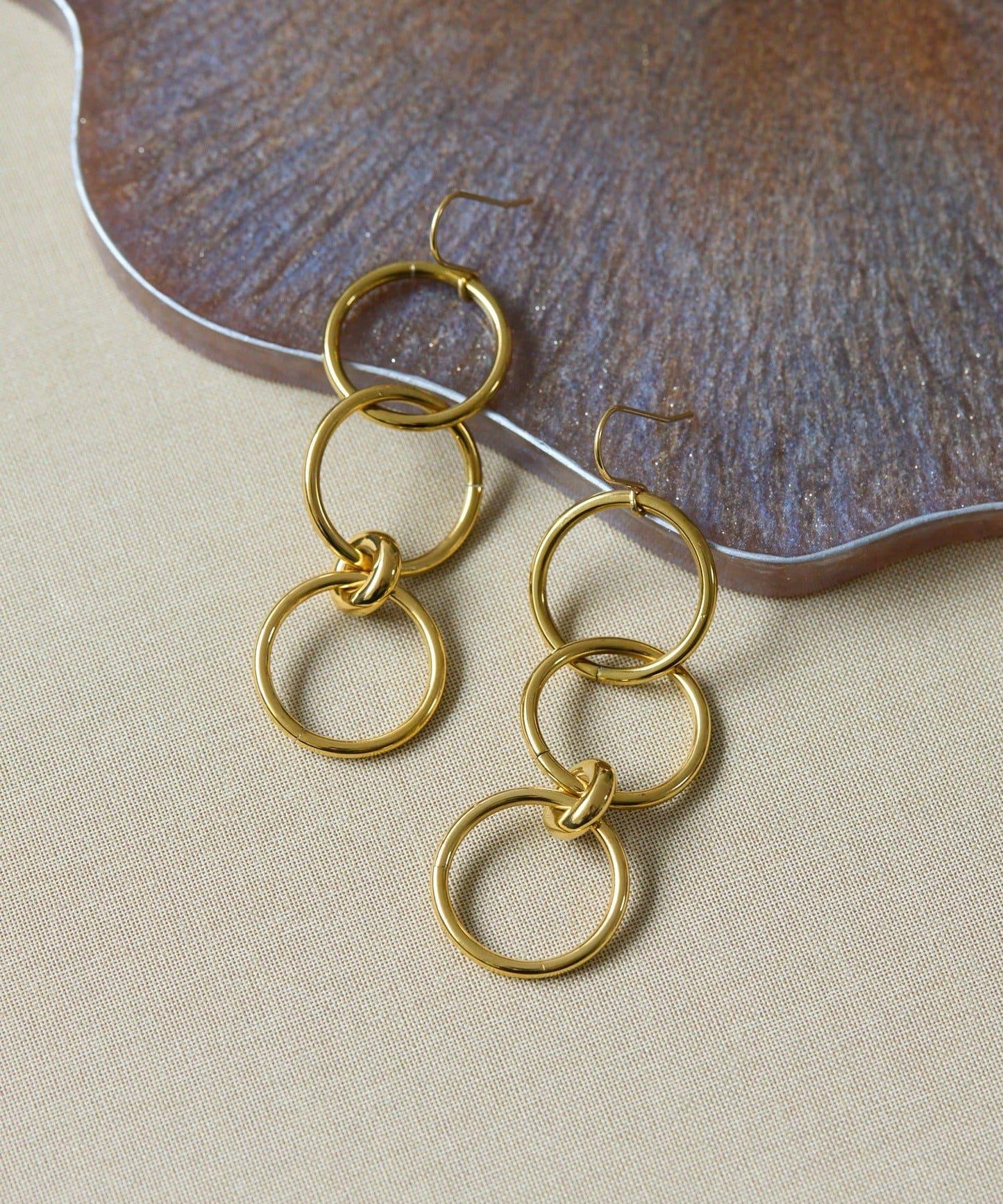 金屬過敏適用/不鏽鋼三環耳環