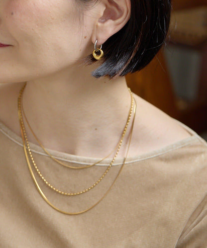 《金屬過敏適用/不鏽鋼》寬環雙色耳環