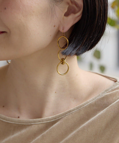 金屬過敏適用/不鏽鋼三環耳環