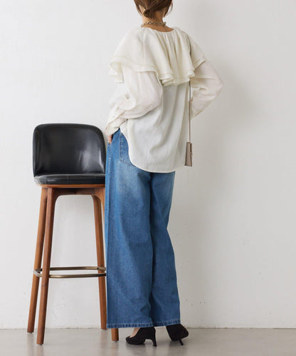 荷葉邊領口襯衫