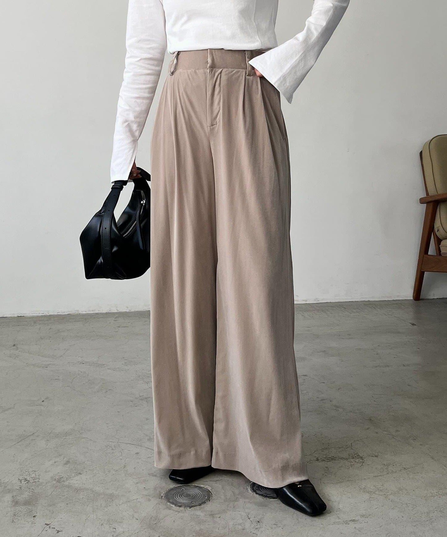 天鵝絨寬腿褲