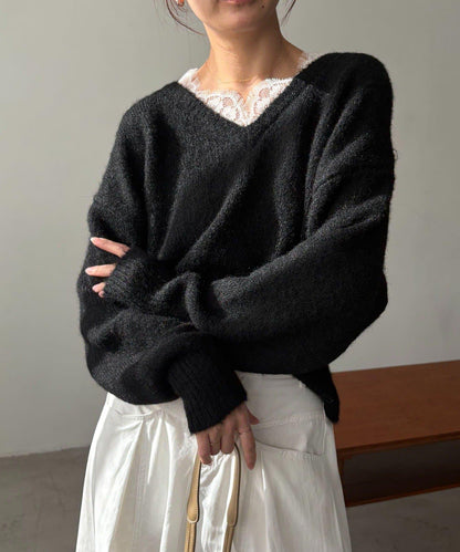 蕾絲裝飾針織衫