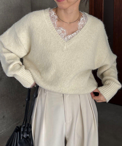 蕾絲裝飾針織衫