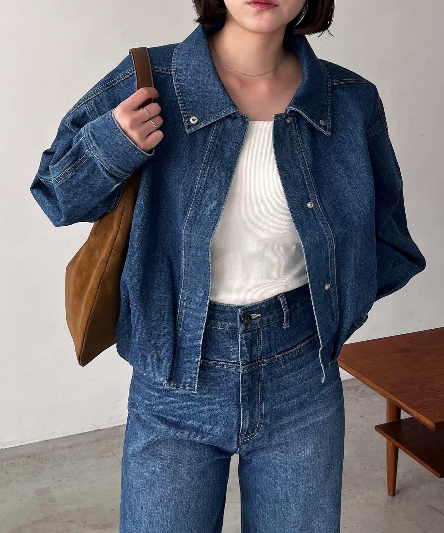 【有多種尺碼】圓領牛仔夾克