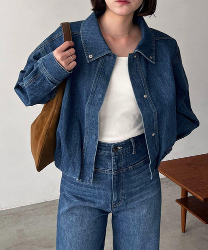 【有多種尺碼】圓領牛仔夾克