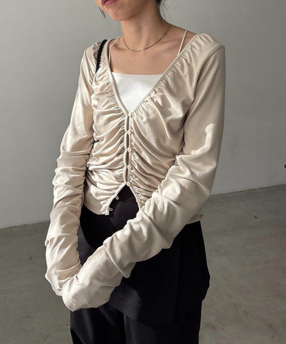 拼接滾邊垂墜開衫