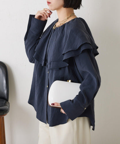荷葉邊領口襯衫