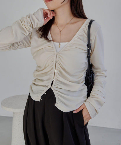 拼接滾邊垂墜開衫