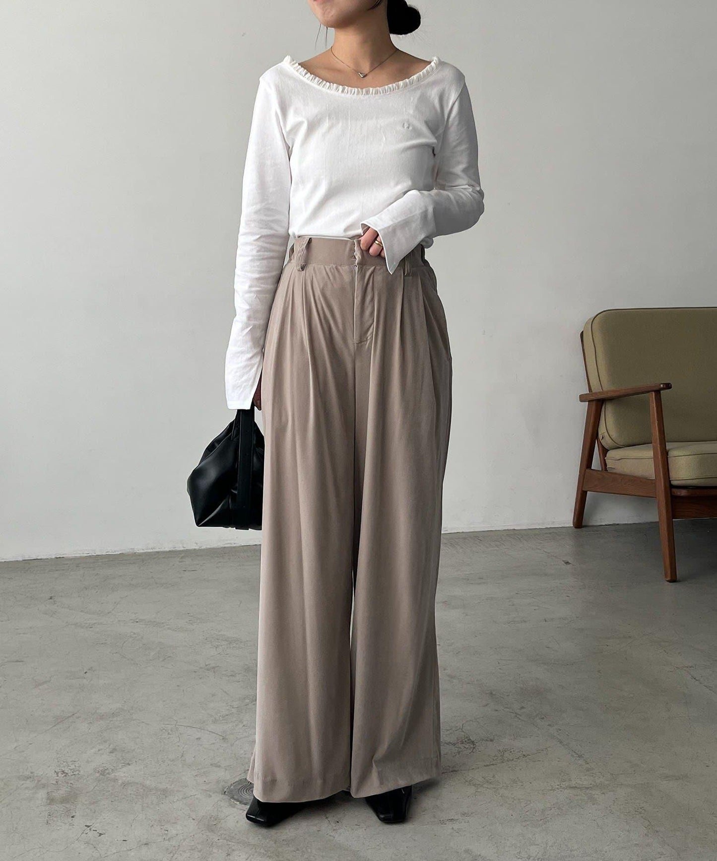 天鵝絨寬腿褲