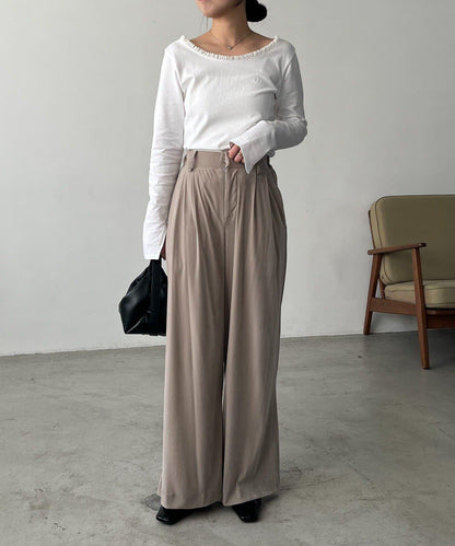 天鵝絨寬腿褲