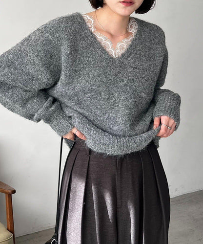 蕾絲裝飾針織衫