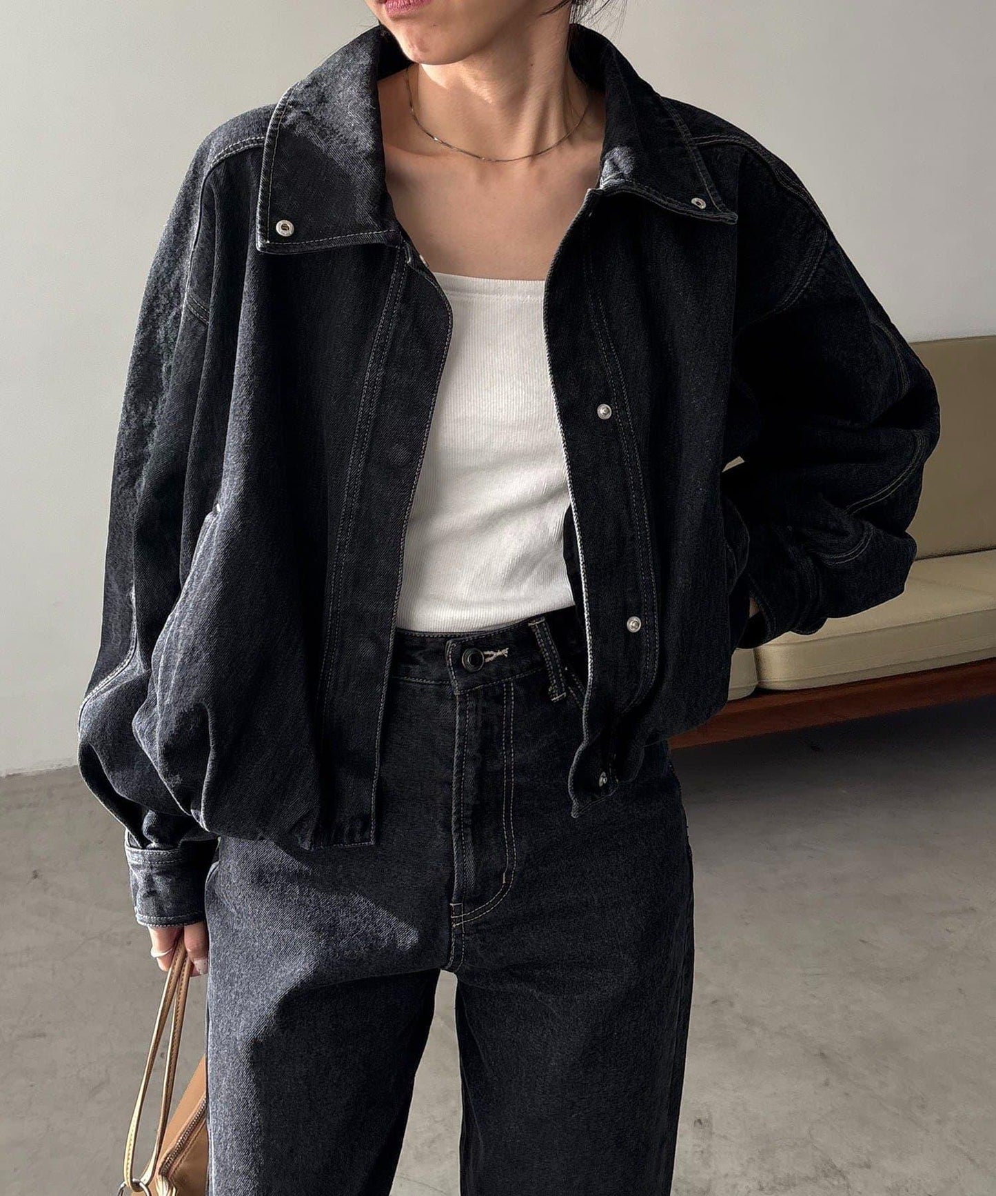 【有多種尺碼】圓領牛仔夾克