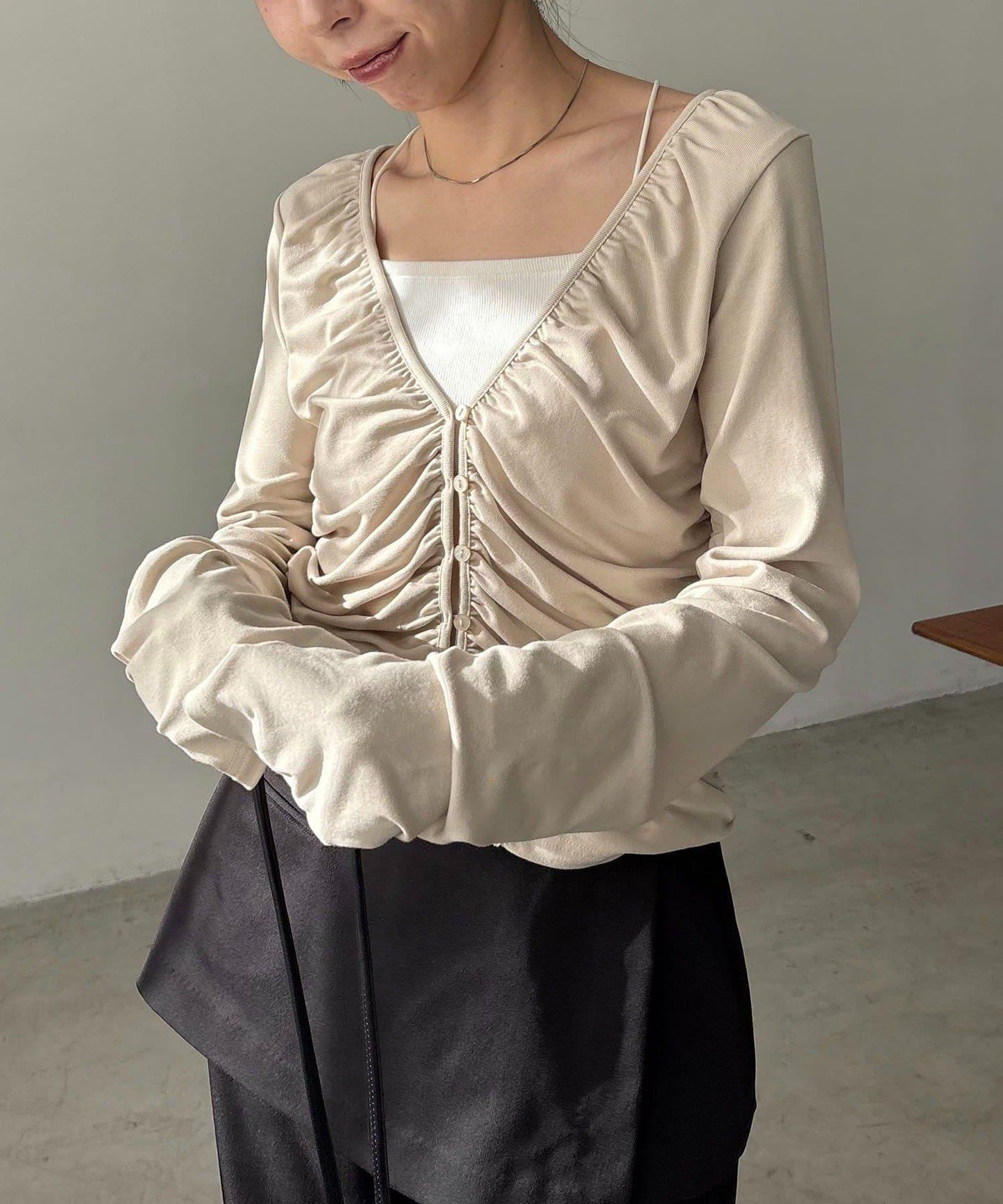 拼接滾邊垂墜開衫