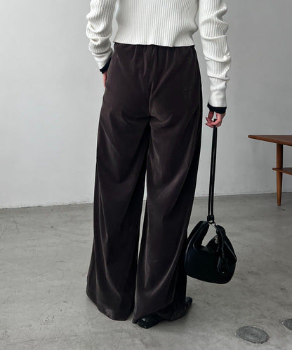 天鵝絨寬腿褲