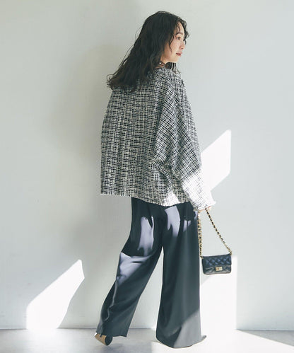 【RISA監修】下襬蕾絲襯衫+雙褶寬腿褲