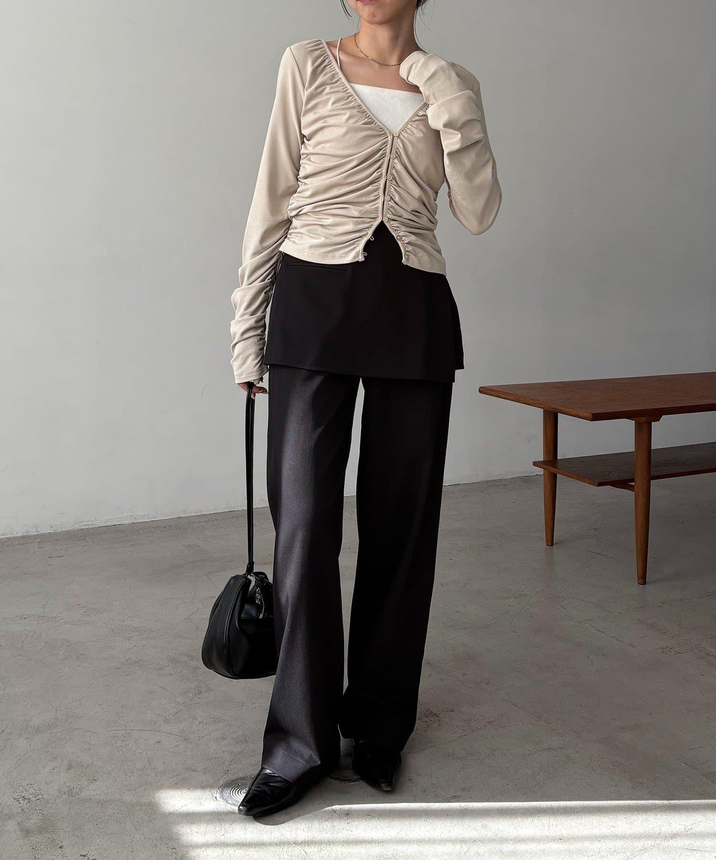 拼接滾邊垂墜開衫