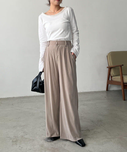 天鵝絨寬腿褲