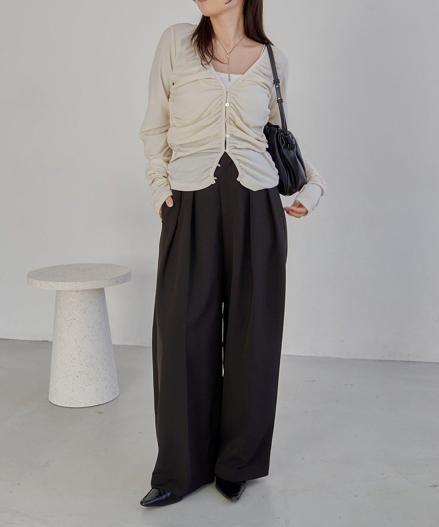 拼接滾邊垂墜開衫