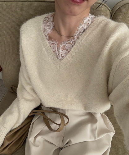 蕾絲裝飾針織衫