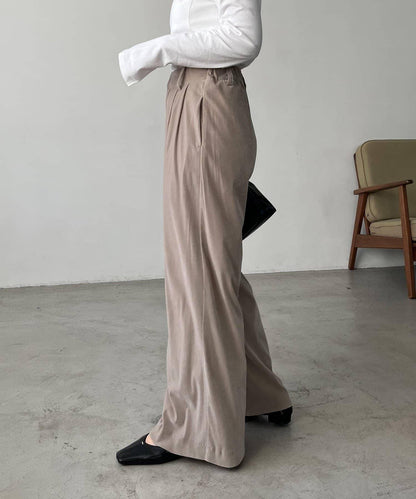 天鵝絨寬腿褲