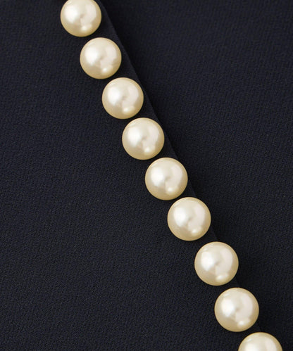 雙層交叉前襟珍珠裝飾夾克