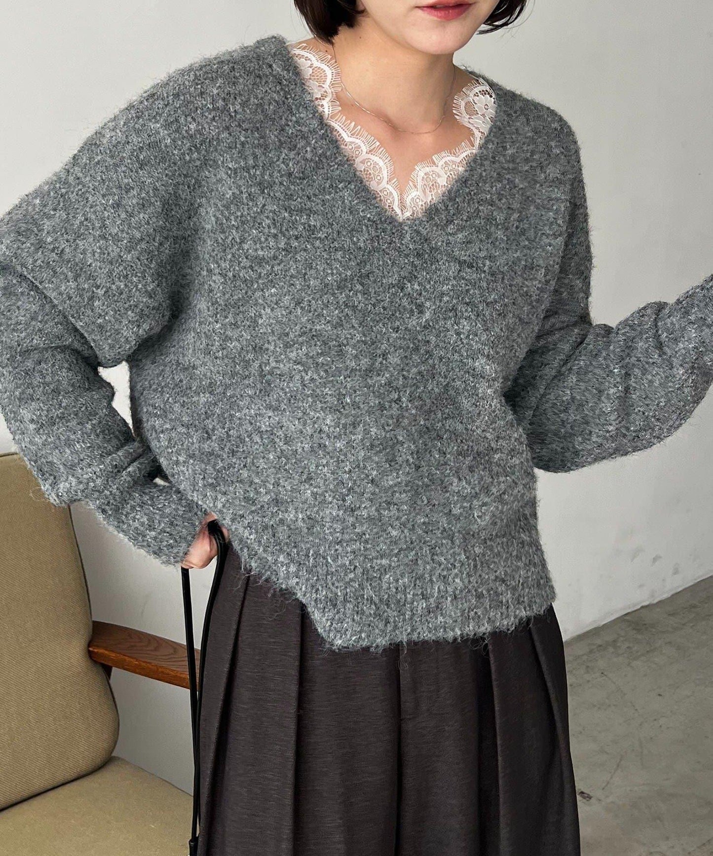 蕾絲裝飾針織衫