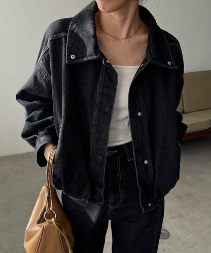 【有多種尺碼】圓領牛仔夾克