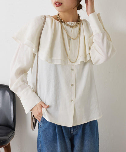 荷葉邊領口襯衫