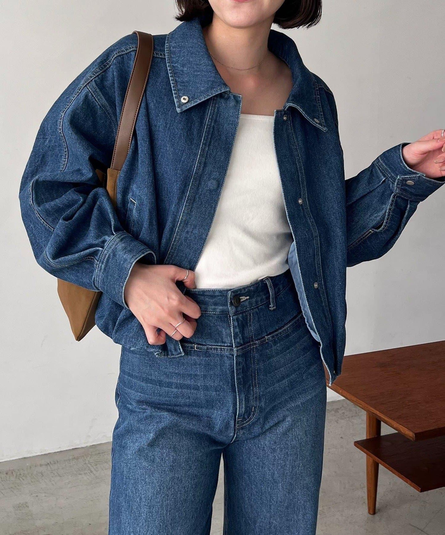 【有多種尺碼】圓領牛仔夾克