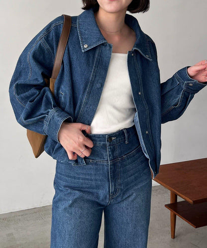 【有多種尺碼】圓領牛仔夾克