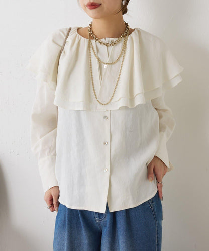 荷葉邊領口襯衫