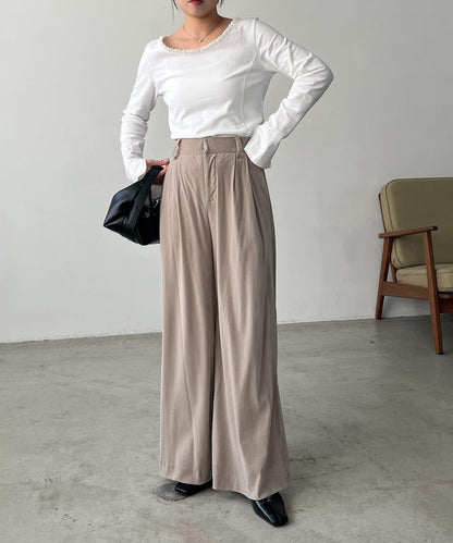 天鵝絨寬腿褲
