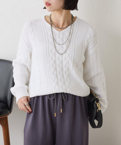 麻花V領針織衫