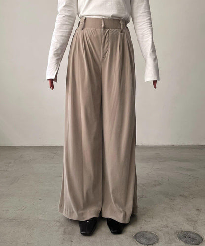 天鵝絨寬腿褲