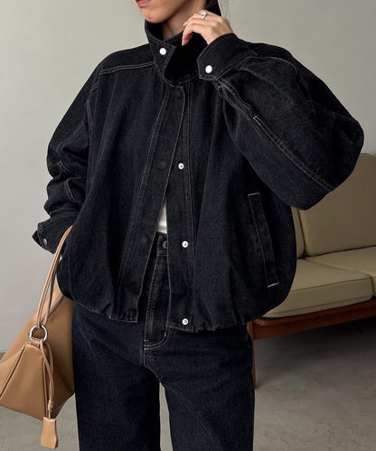 【有多種尺碼】圓領牛仔夾克