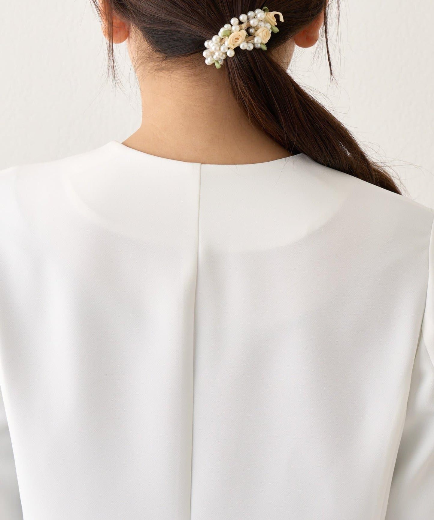 雙層交叉前襟珍珠裝飾夾克