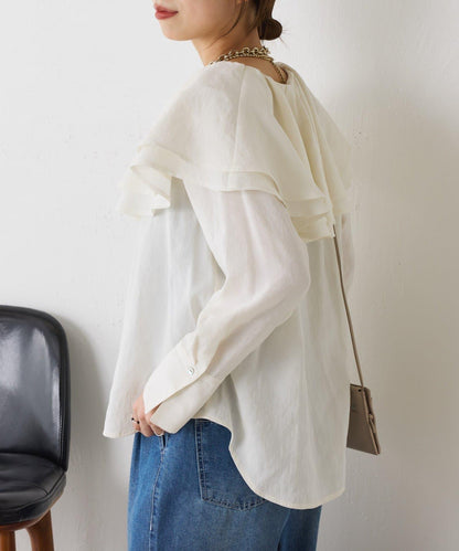 荷葉邊領口襯衫