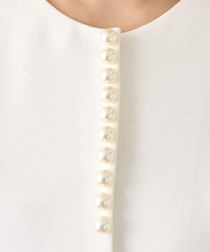 雙層交叉前襟珍珠裝飾夾克