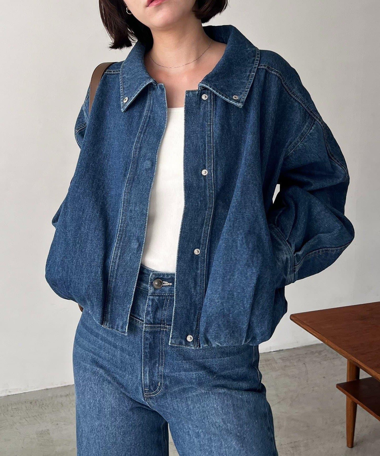 【有多種尺碼】圓領牛仔夾克