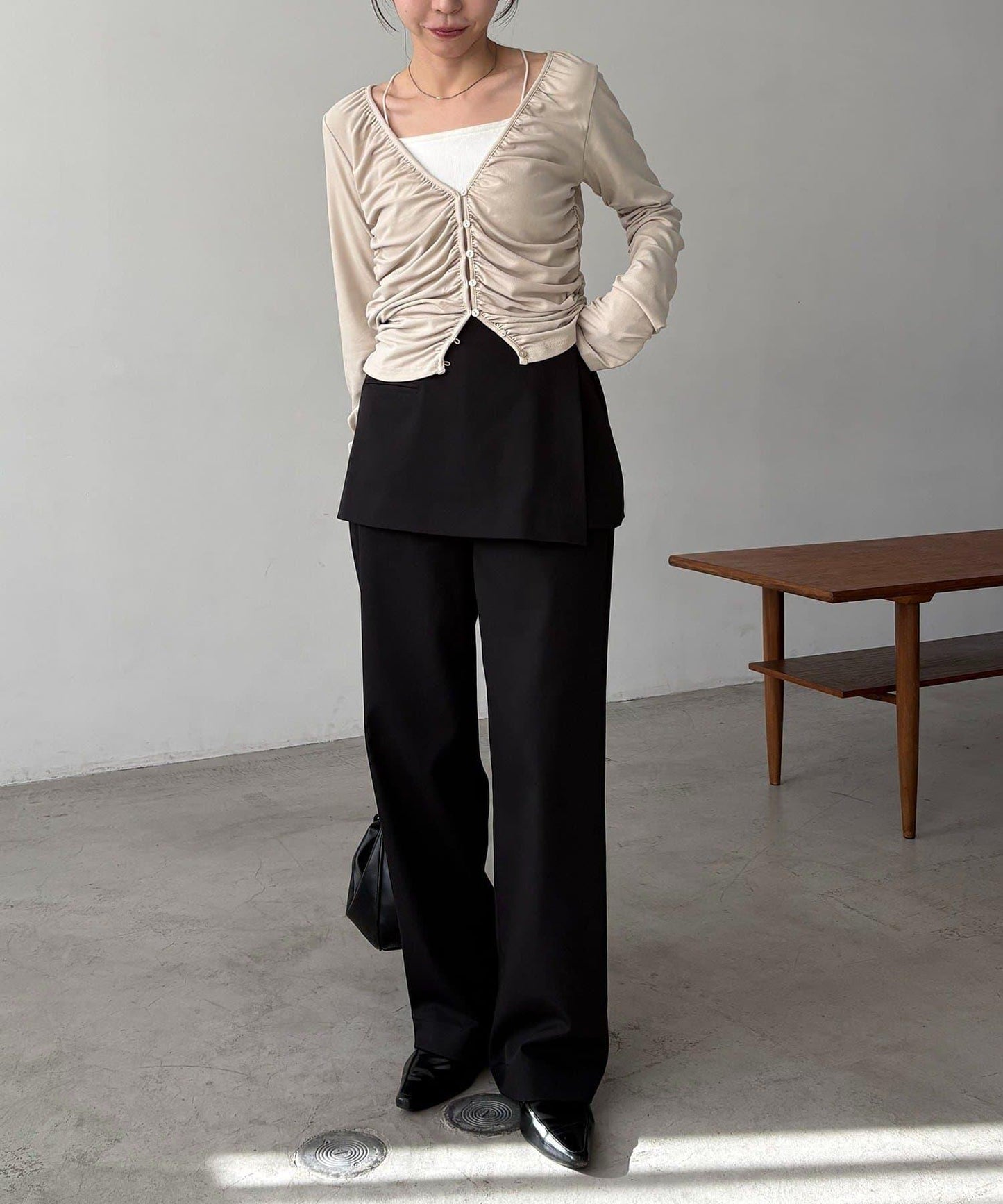 拼接滾邊垂墜開衫