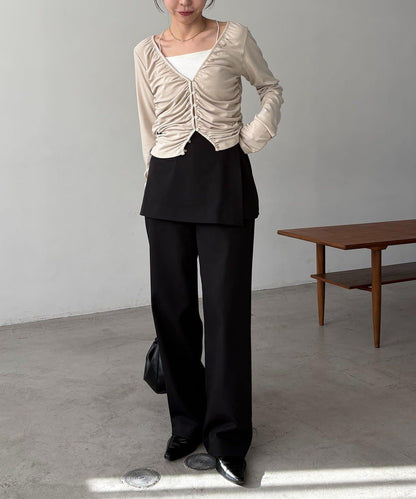 拼接滾邊垂墜開衫