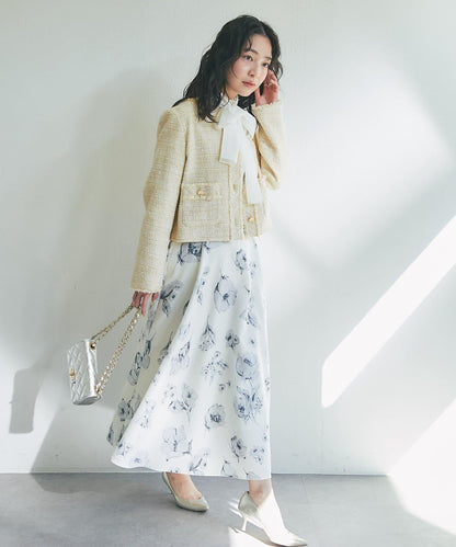 帶蝴蝶結領褶皺收腰襯衫