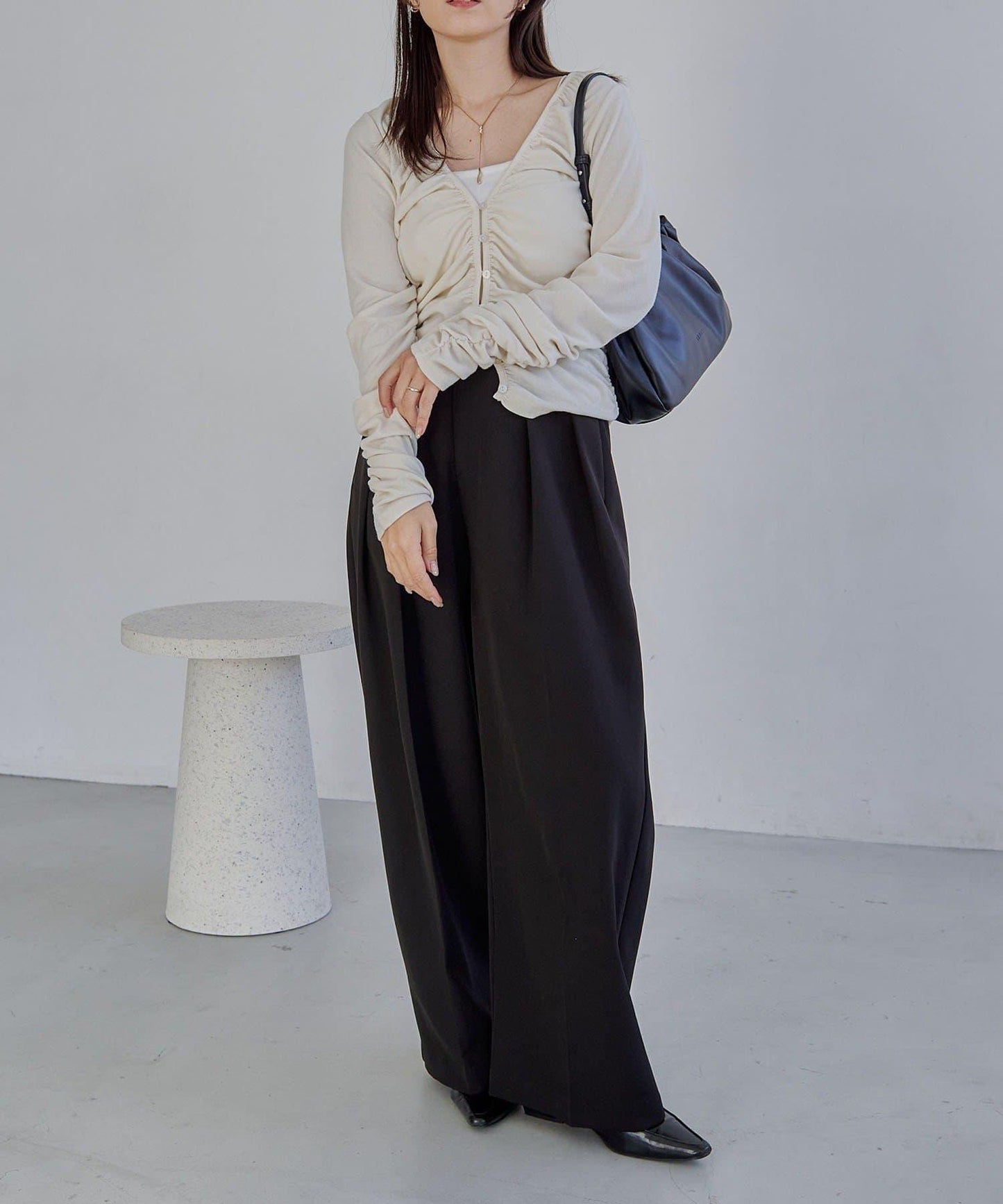 拼接滾邊垂墜開衫