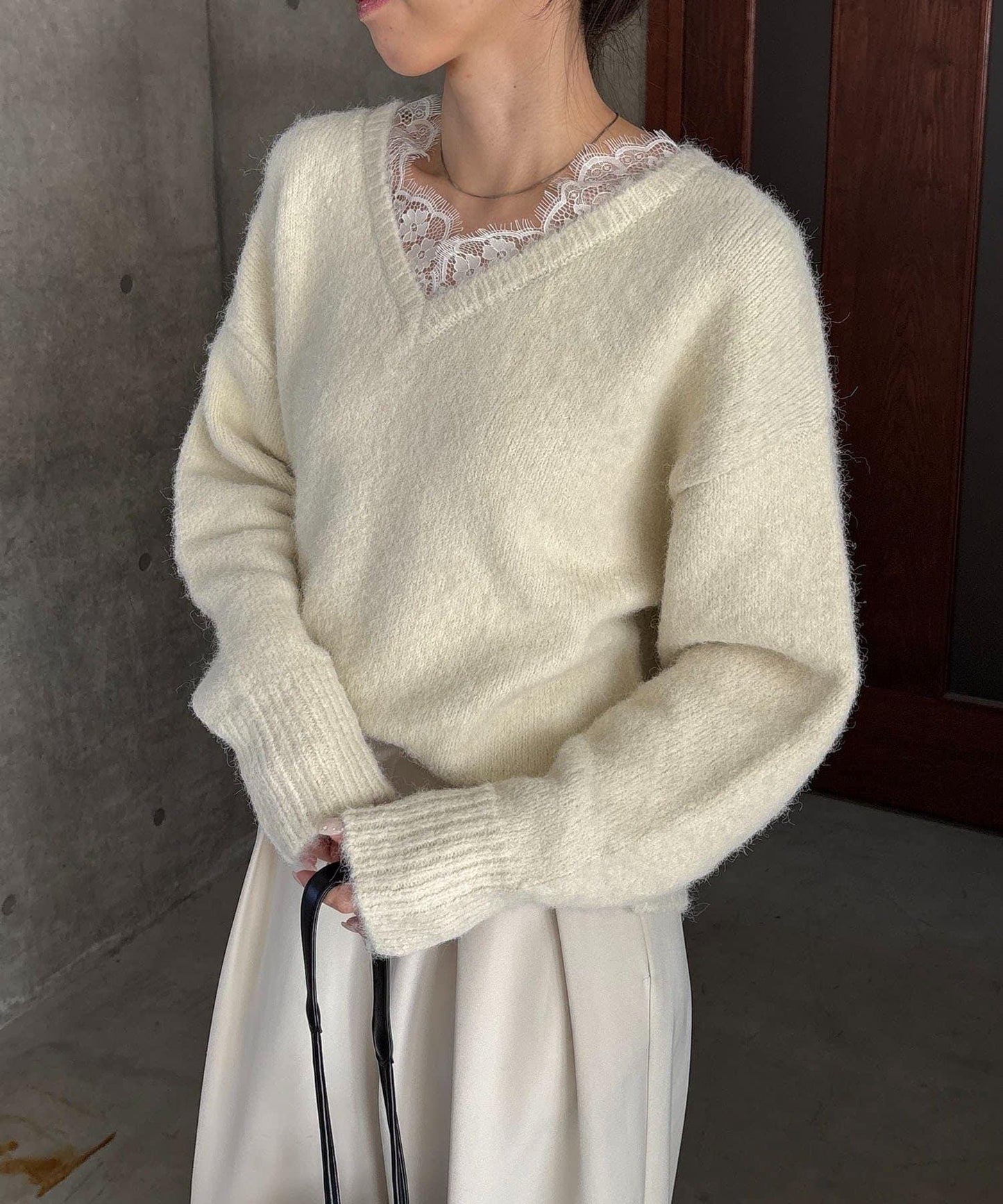 蕾絲裝飾針織衫