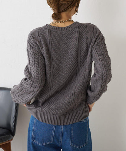 麻花V領針織衫