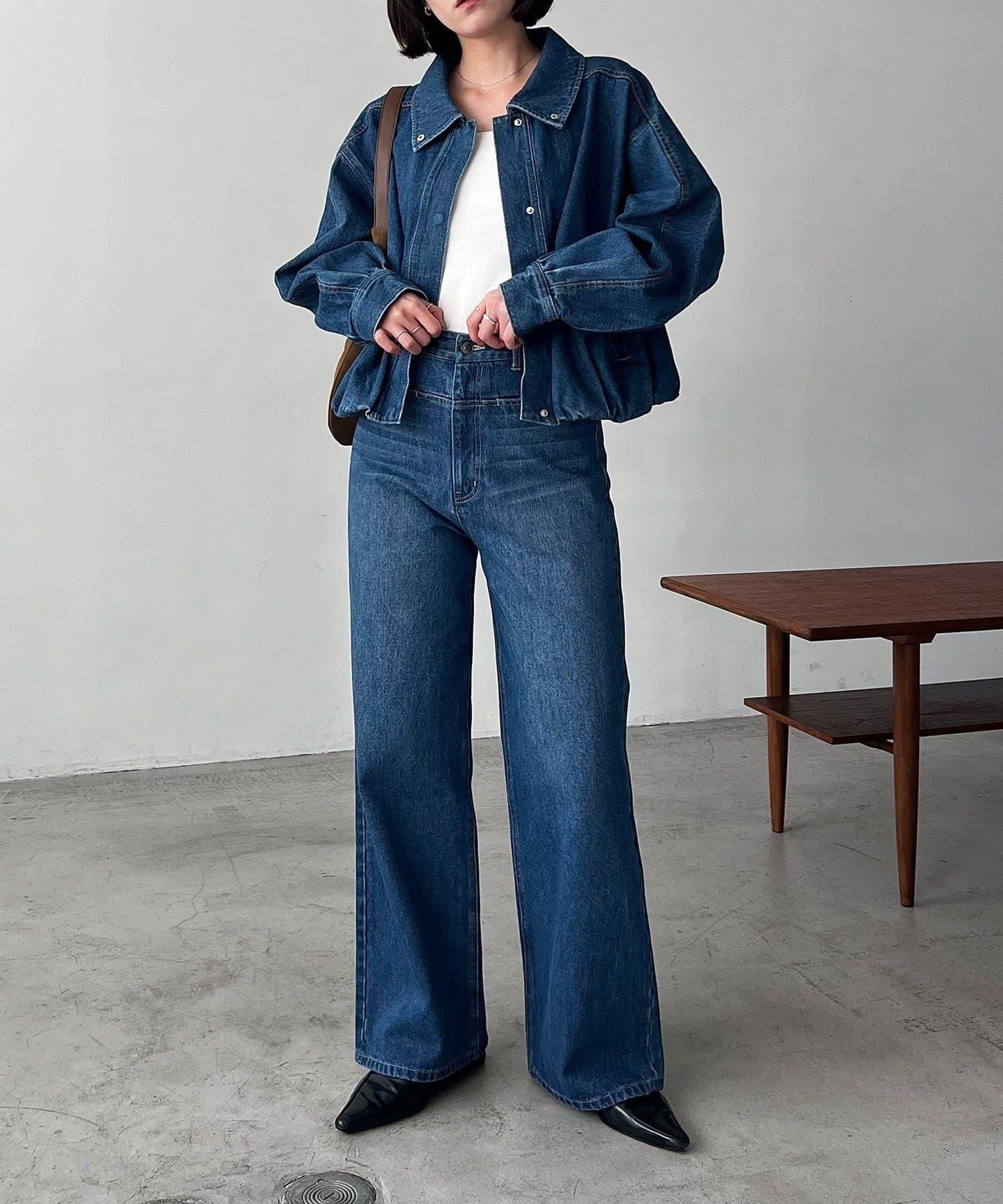 【有多種尺碼】圓領牛仔夾克